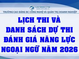 Thông báo lịch thi và danh sách sinh viên dự thi đánh giá năng lực ngoại ngữ năm 2026